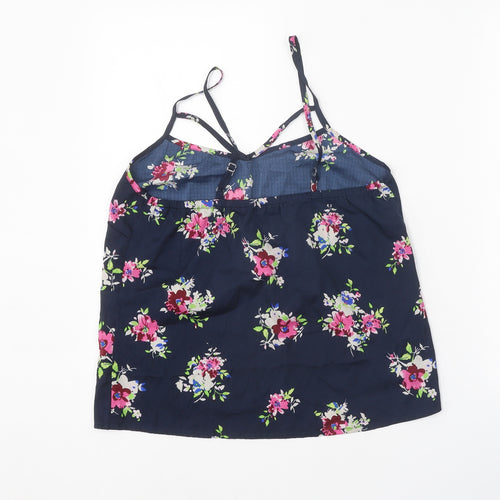 New Look Womens Blue Floral Polyester Camisole Tank Size 10 V-Neck