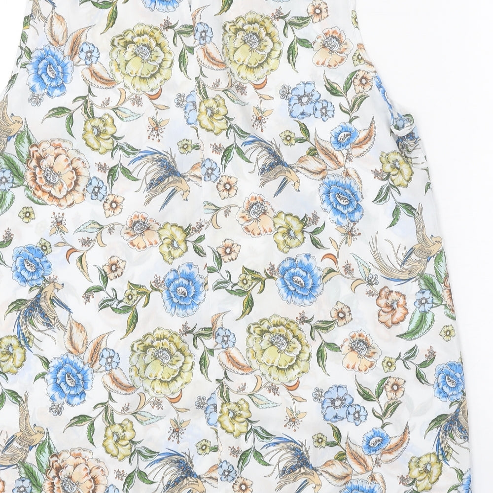 F&F Womens White Floral Polyester Basic Tank Size 16 Round Neck