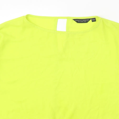 Dorothy Perkins Womens Green Polyester Basic T-Shirt Size 12 Round Neck - Knot Front