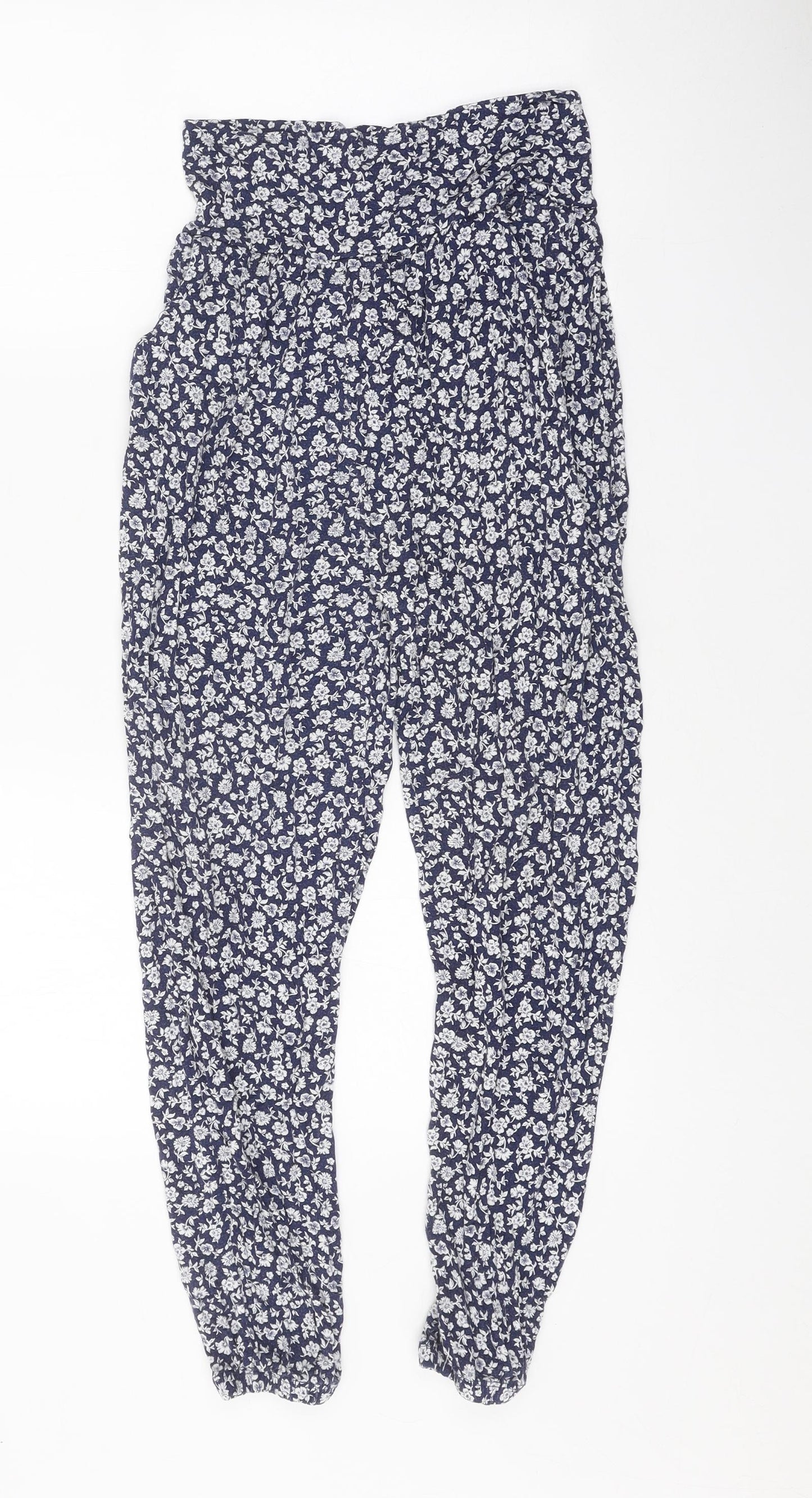 TU Girls Blue Floral 100% Cotton Jogger Trousers Size 11 Years Regular Pullover