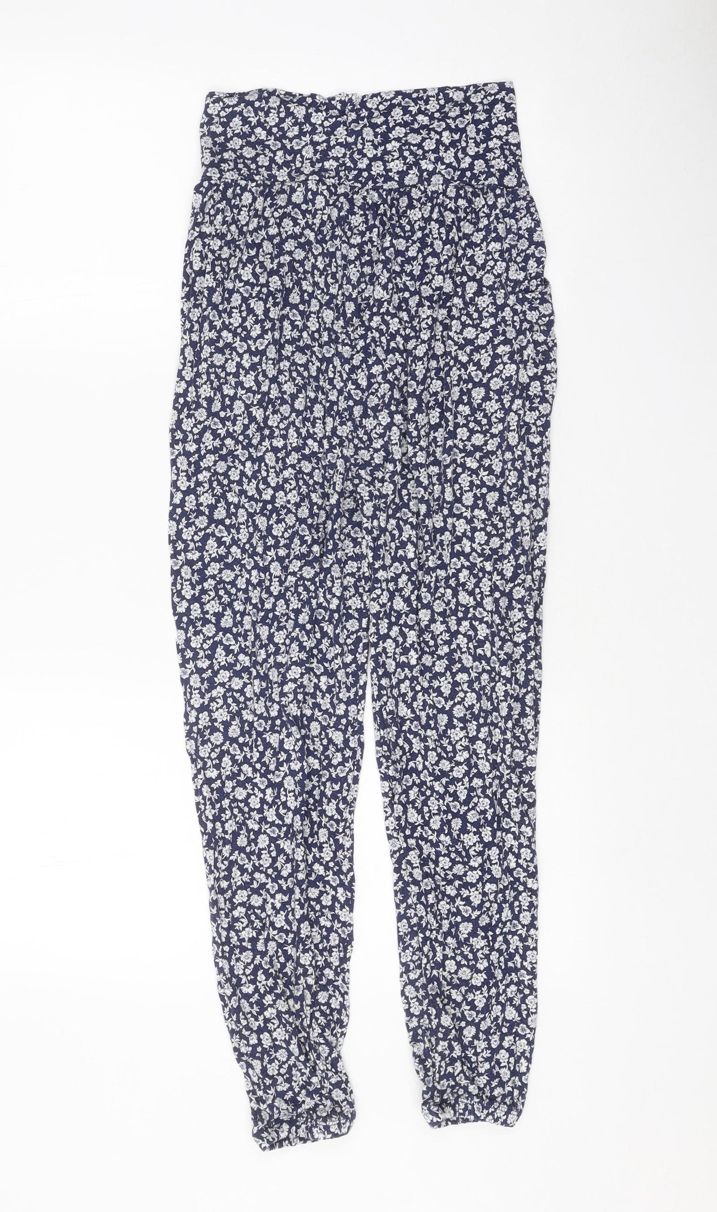 TU Girls Blue Floral 100% Cotton Jogger Trousers Size 11 Years Regular Pullover
