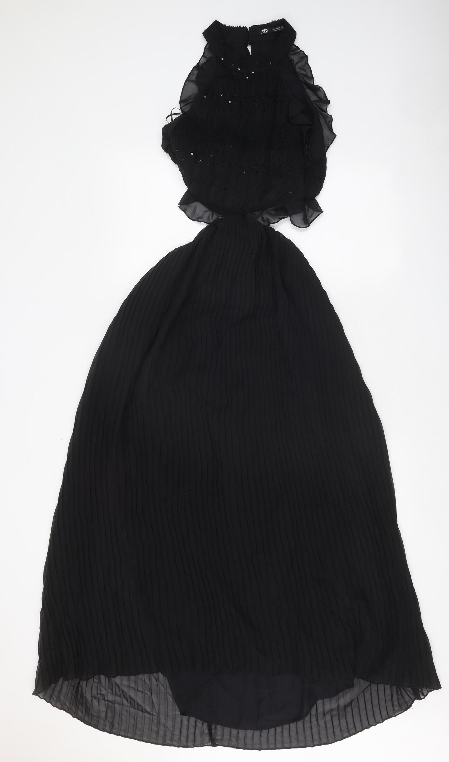Zara Womens Black Polyester Maxi Size M Halter Zip