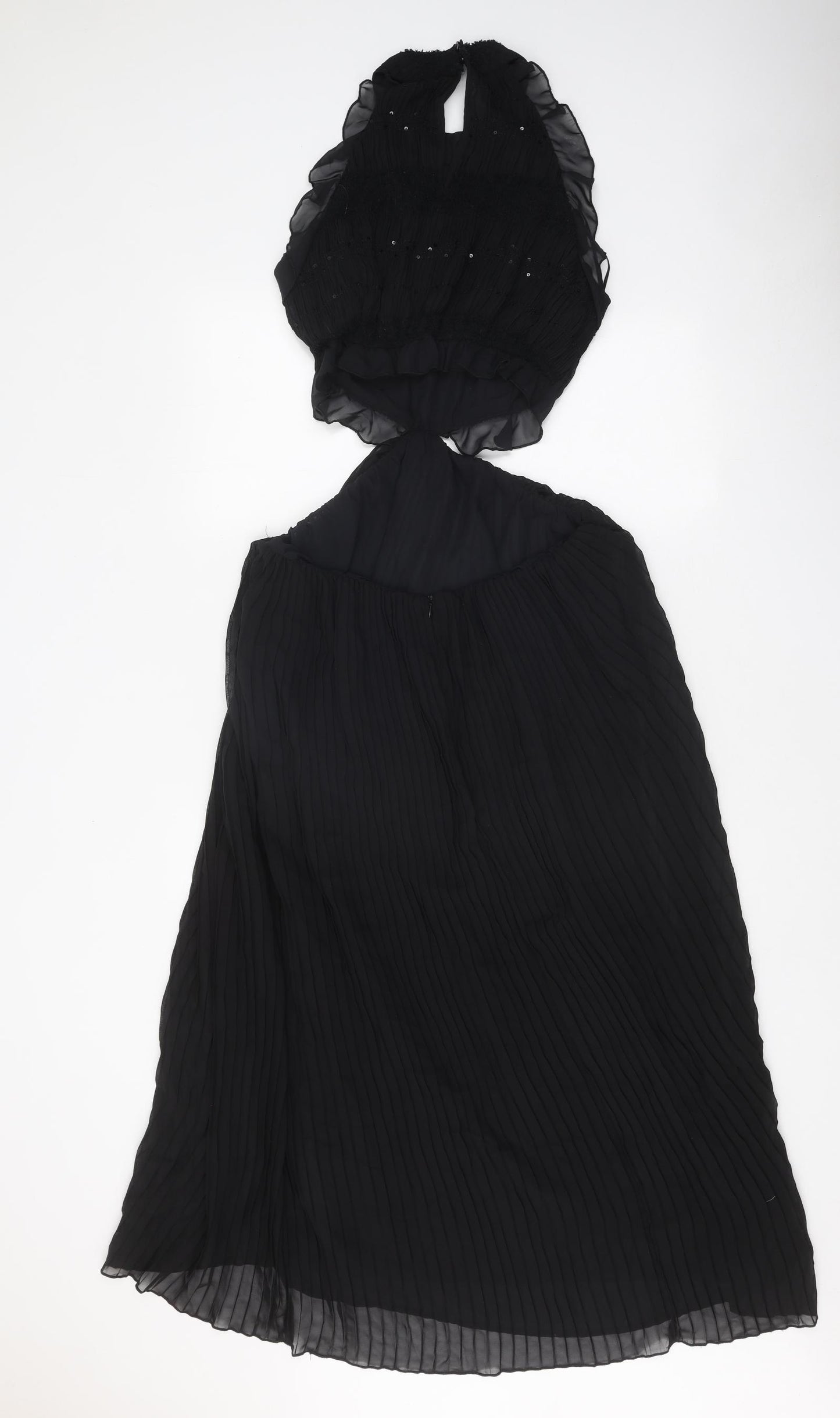 Zara Womens Black Polyester Maxi Size M Halter Zip