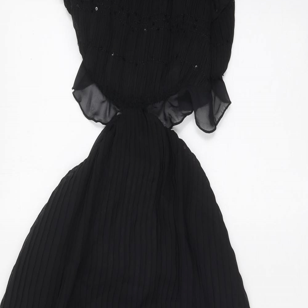 Zara Womens Black Polyester Maxi Size M Halter Zip