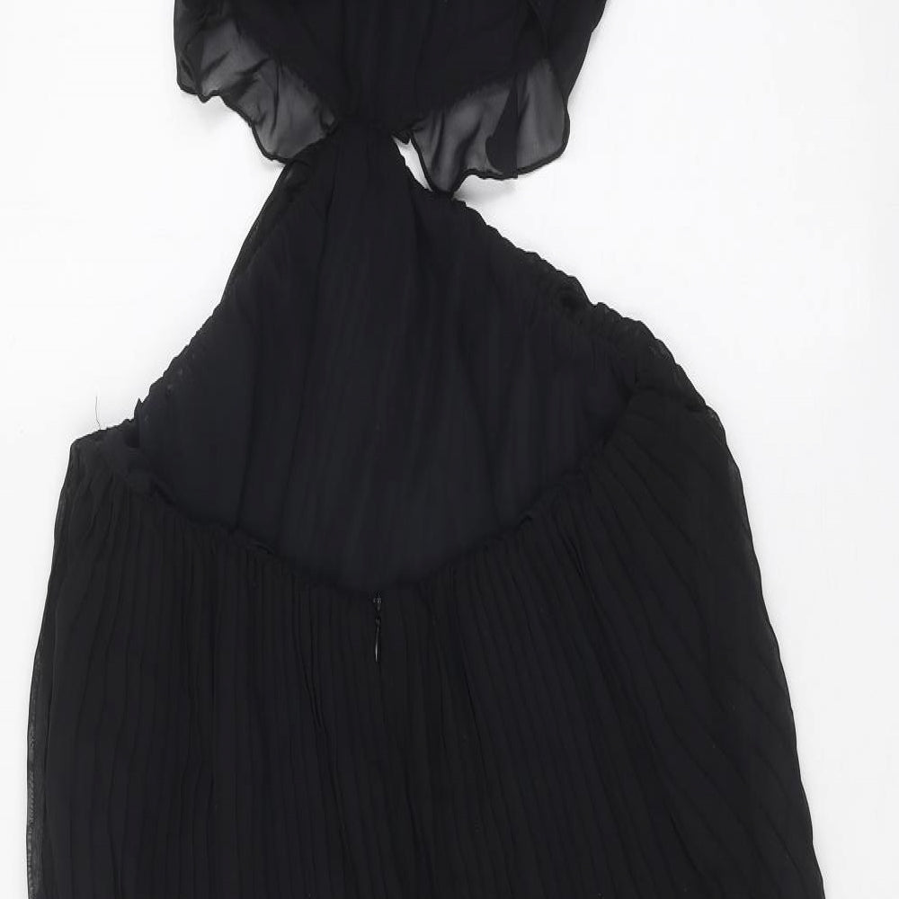 Zara Womens Black Polyester Maxi Size M Halter Zip