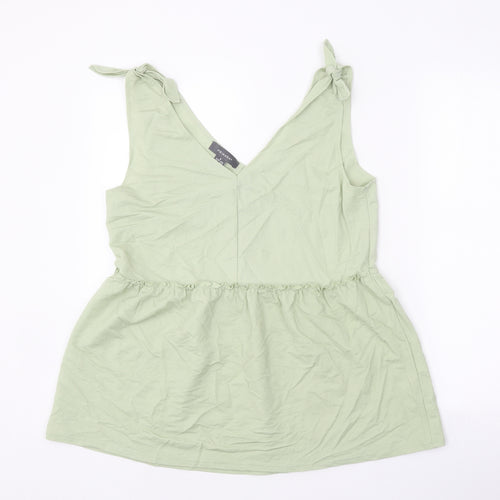 Primark Womens Green Viscose Basic Tank Size 10 V-Neck