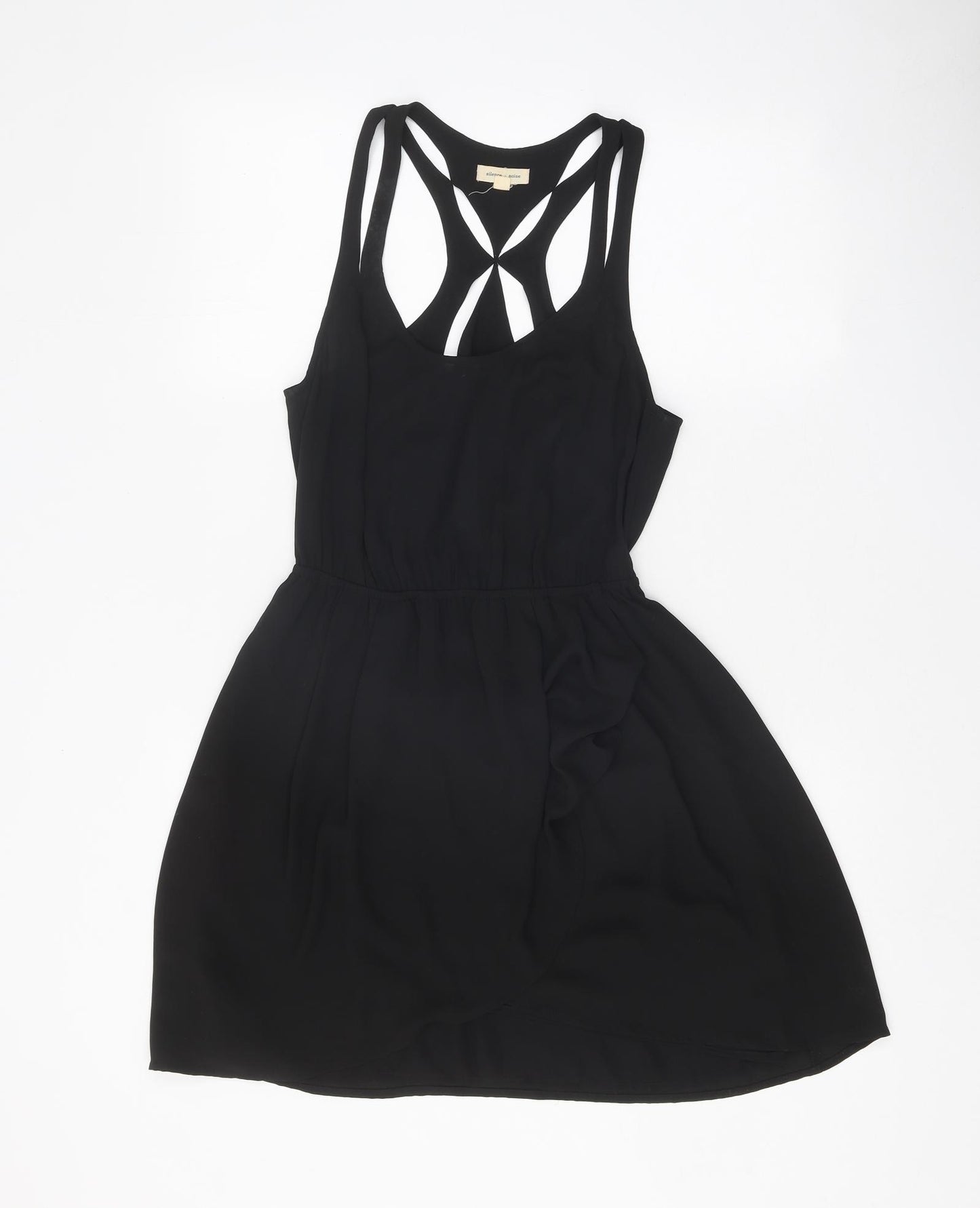 Silence + Noise Womens Black Polyester Skater Dress Size S Scoop Neck Pullover
