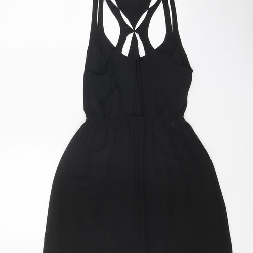 Silence + Noise Womens Black Polyester Skater Dress Size S Scoop Neck Pullover