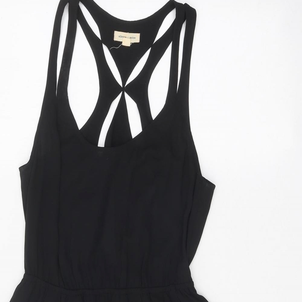 Silence + Noise Womens Black Polyester Skater Dress Size S Scoop Neck Pullover
