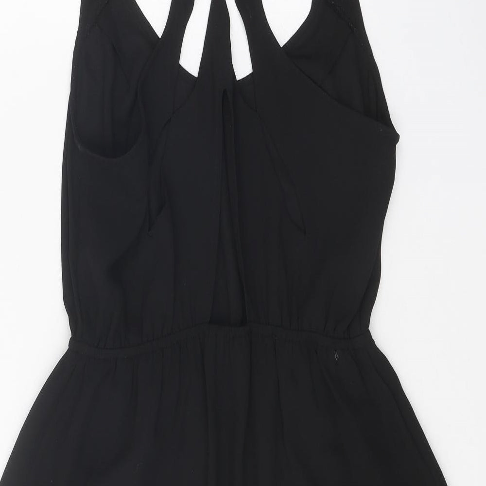 Silence + Noise Womens Black Polyester Skater Dress Size S Scoop Neck Pullover