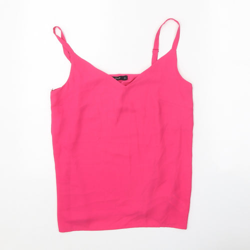 F&F Womens Pink Polyester Basic Tank Size 8 V-Neck