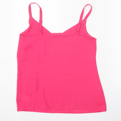 F&F Womens Pink Polyester Basic Tank Size 8 V-Neck