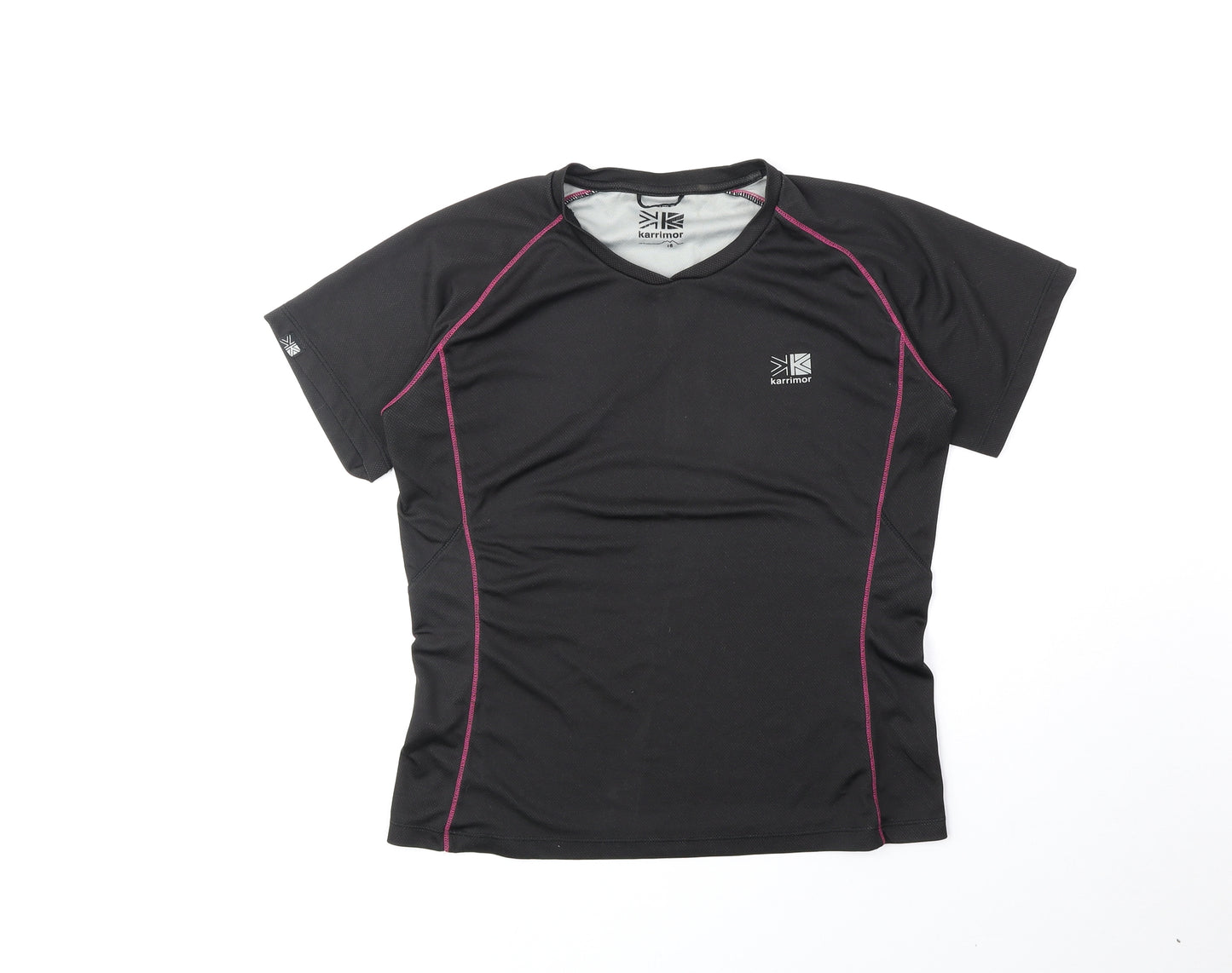 Karrimor Womens Black Polyester Basic T-Shirt Size 16 V-Neck Pullover