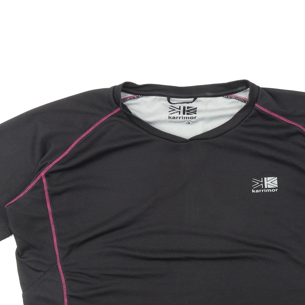 Karrimor Womens Black Polyester Basic T-Shirt Size 16 V-Neck Pullover