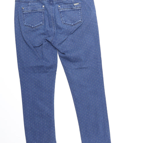 CC Womens Blue Polka Dot Cotton Straight Jeans Size 12 Regular Zip