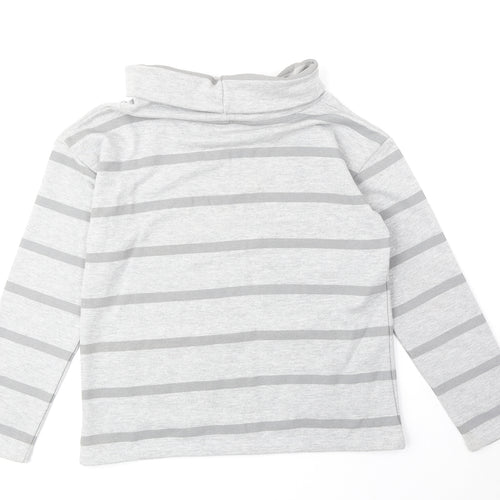 Rupert & Buckley Womens Grey Roll Neck Striped Cotton Pullover Jumper Size 8