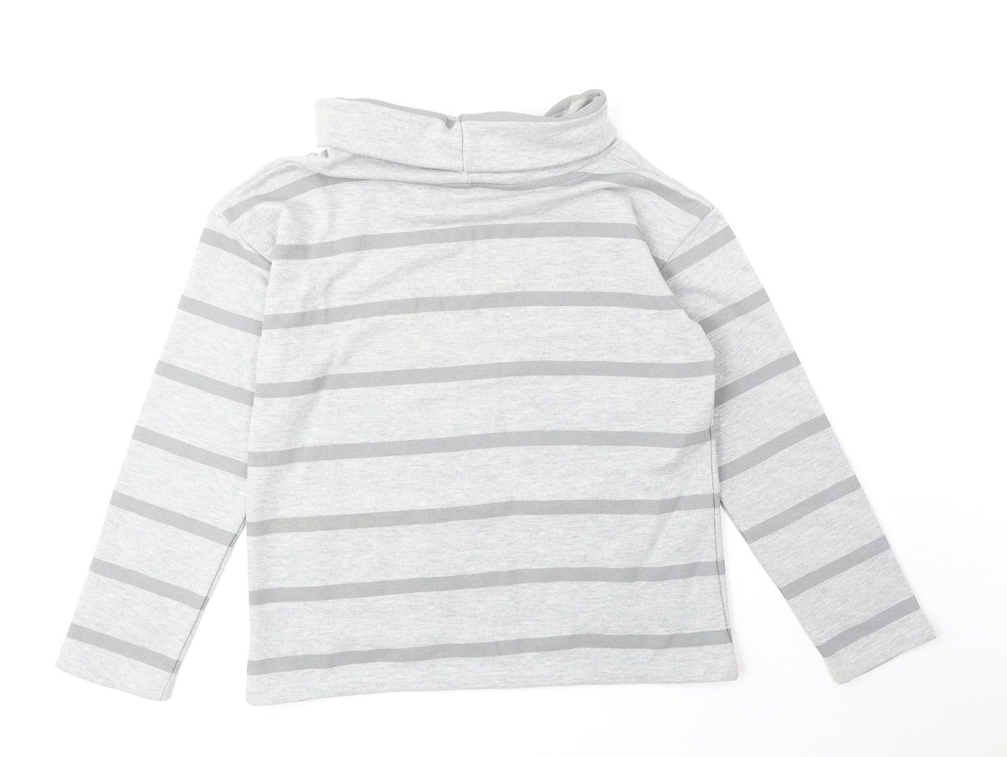 Rupert & Buckley Womens Grey Roll Neck Striped Cotton Pullover Jumper Size 8
