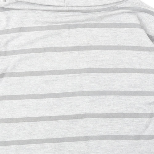 Rupert & Buckley Womens Grey Roll Neck Striped Cotton Pullover Jumper Size 8