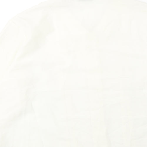 Preworn Womens Ivory Polyester Basic Button-Up Size 18 V-Neck