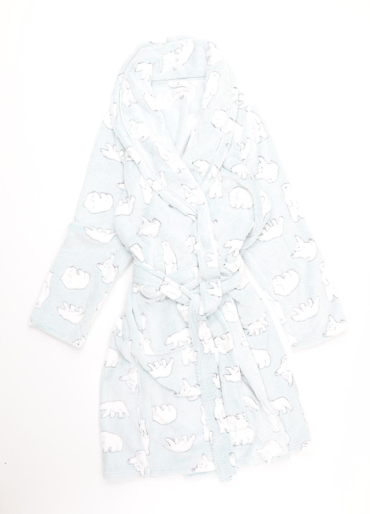 TU Womens Blue Geometric Polyester Top Robe Size L Tie
