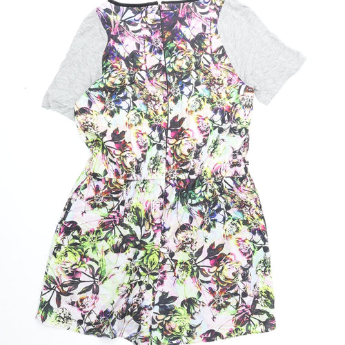 Warehouse Womens Multicoloured Floral Polyester Playsuit One-Piece Size 12 Zip