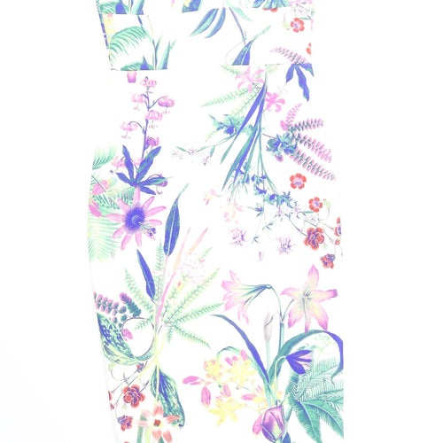 Boohoo Womens Multicoloured Floral Polyester Bodycon Size 8 Off the Shoulder Pullover