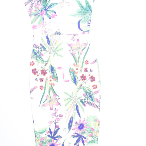 Boohoo Womens Multicoloured Floral Polyester Bodycon Size 8 Off the Shoulder Pullover