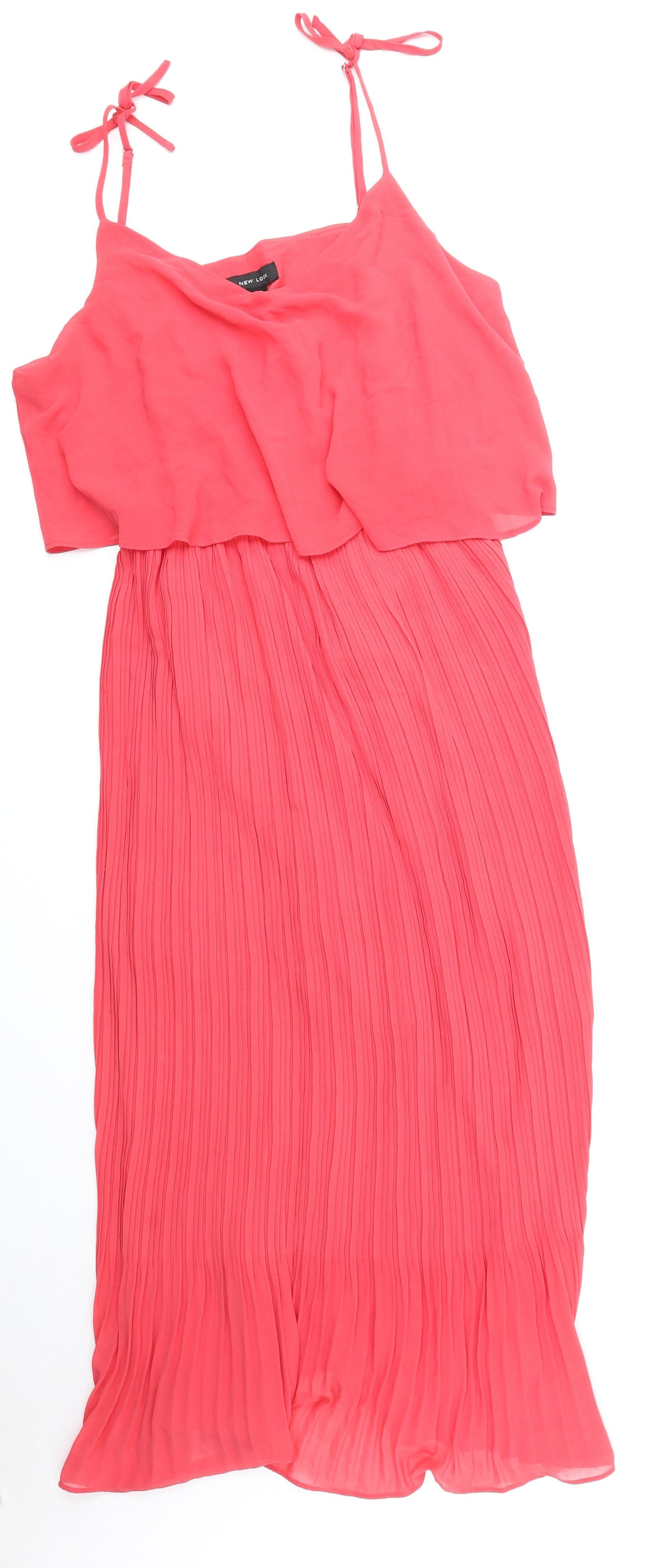 New Look Womens Pink Polyester A-Line Size 16 V-Neck Pullover - Tie Strap Detail