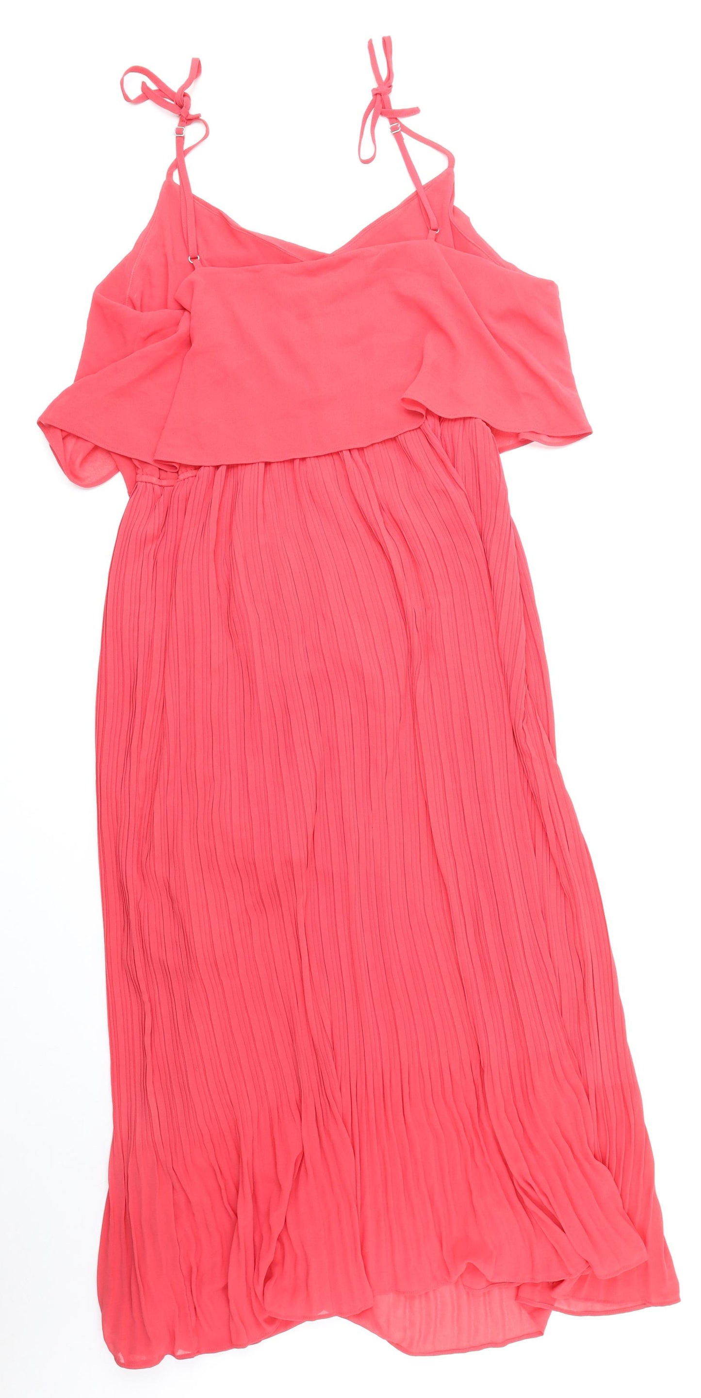 New Look Womens Pink Polyester A-Line Size 16 V-Neck Pullover - Tie Strap Detail