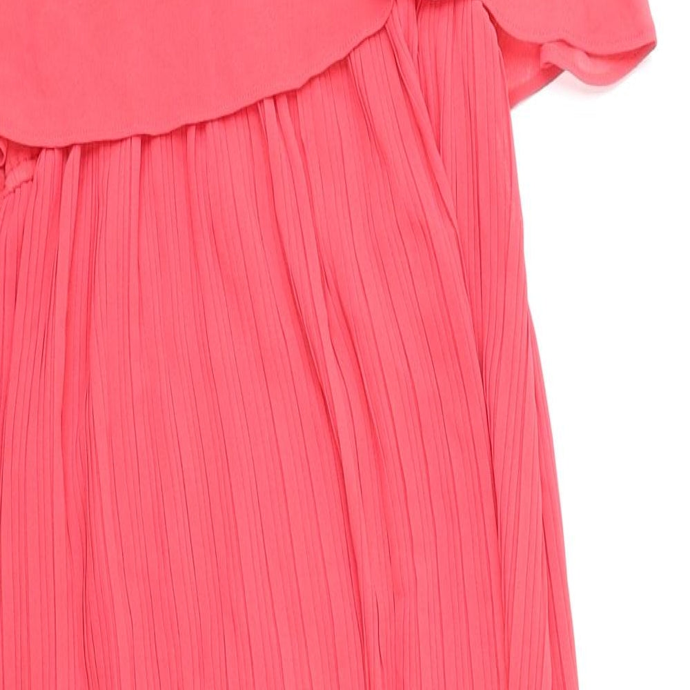 New Look Womens Pink Polyester A-Line Size 16 V-Neck Pullover - Tie Strap Detail