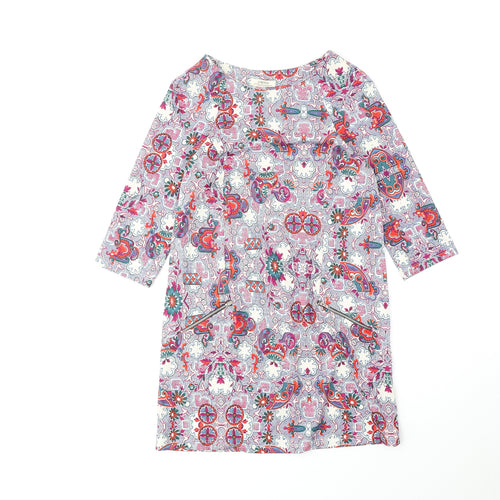 Papaya Womens Multicoloured Geometric Polyester Shift Size 8 Boat Neck Pullover