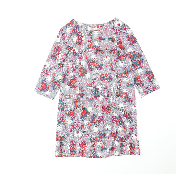 Papaya Womens Multicoloured Geometric Polyester Shift Size 8 Boat Neck Pullover