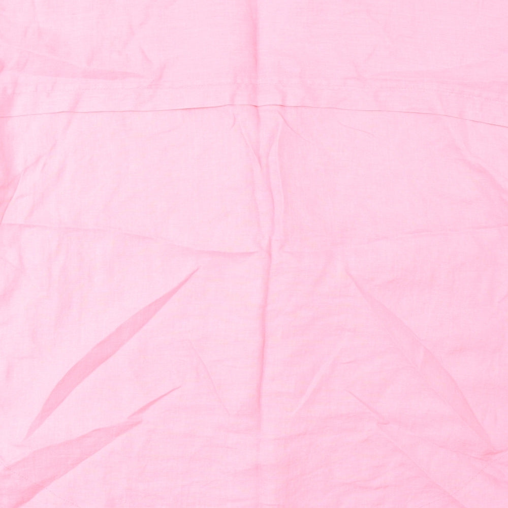 Marks and Spencer Womens Pink Linen Basic T-Shirt Size 18 V-Neck