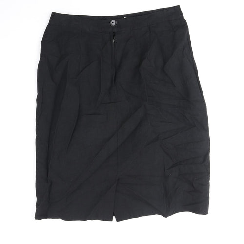 Mondi Womens Black Linen Straight & Pencil Skirt Size 12 Zip