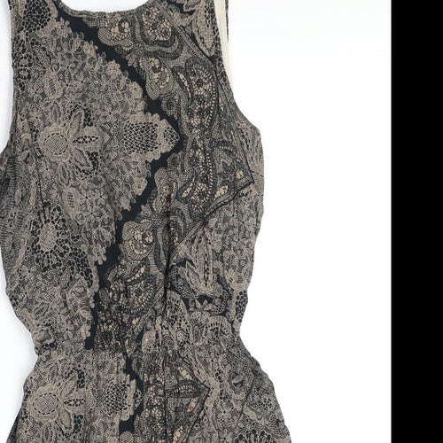 Preworn Womens Black Paisley Polyester Tank Dress Size S Boat Neck Pullover
