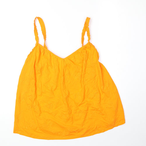 Per Una Womens Orange 100% Cotton Basic Tank Size 8 V-Neck