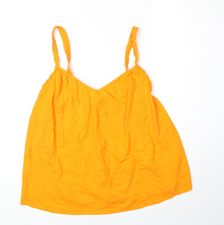 Per Una Womens Orange 100% Cotton Basic Tank Size 8 V-Neck