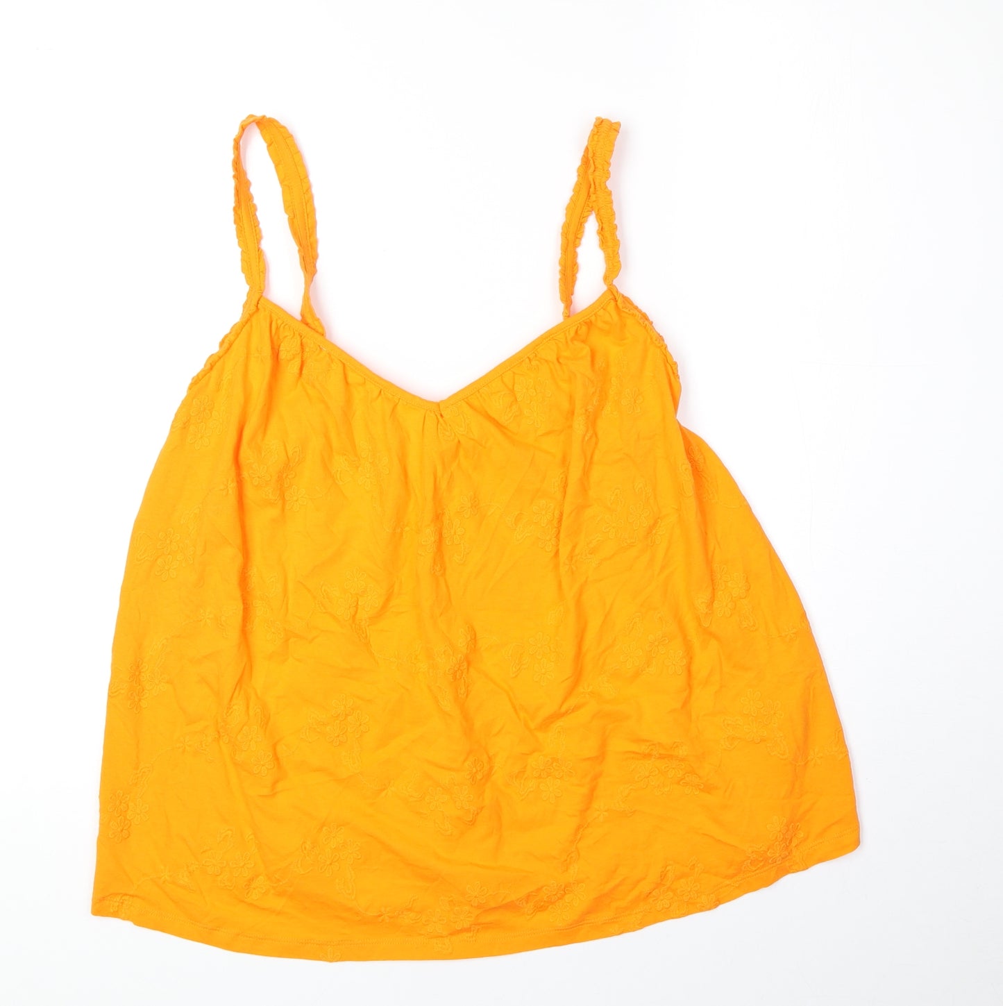 Per Una Womens Orange 100% Cotton Basic Tank Size 8 V-Neck