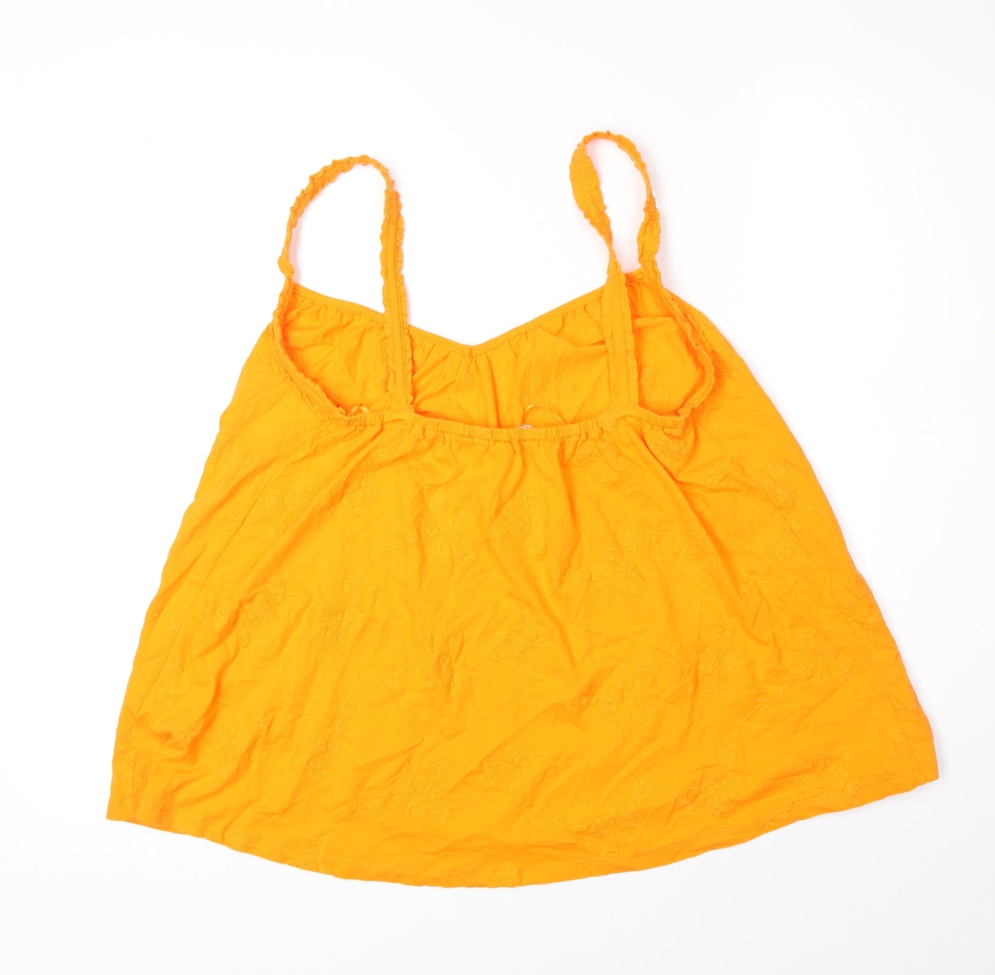 Per Una Womens Orange 100% Cotton Basic Tank Size 8 V-Neck
