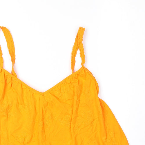 Per Una Womens Orange 100% Cotton Basic Tank Size 8 V-Neck