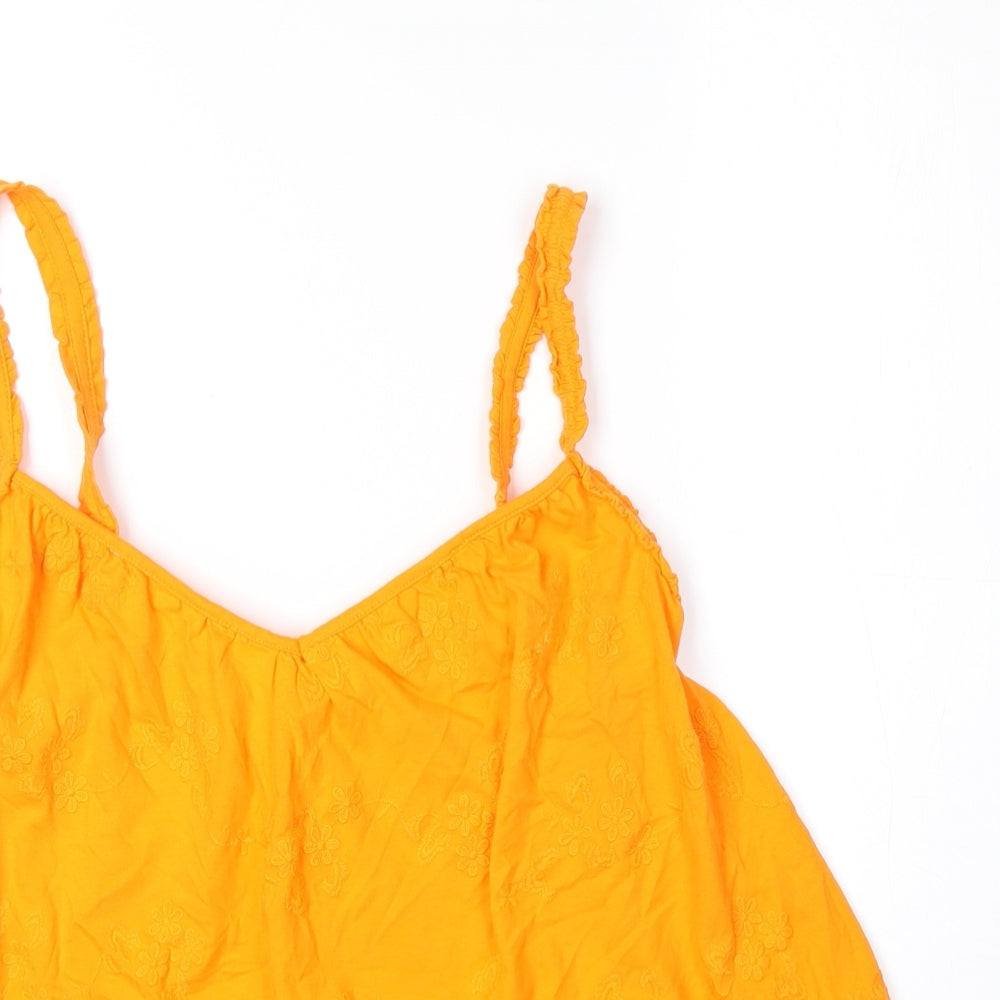 Per Una Womens Orange 100% Cotton Basic Tank Size 8 V-Neck