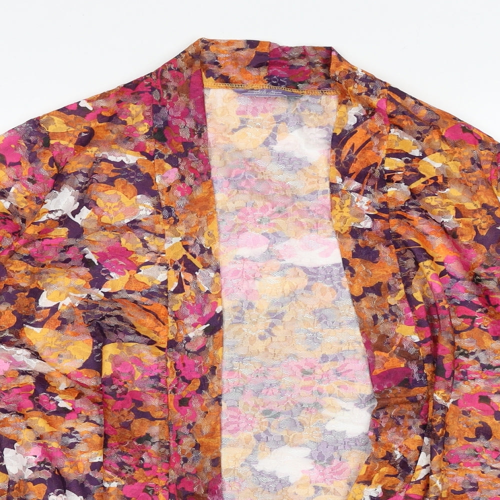 Michelle Hope Womens Ivory Floral Polyamide Kimono Blouse Size 10 V-Neck