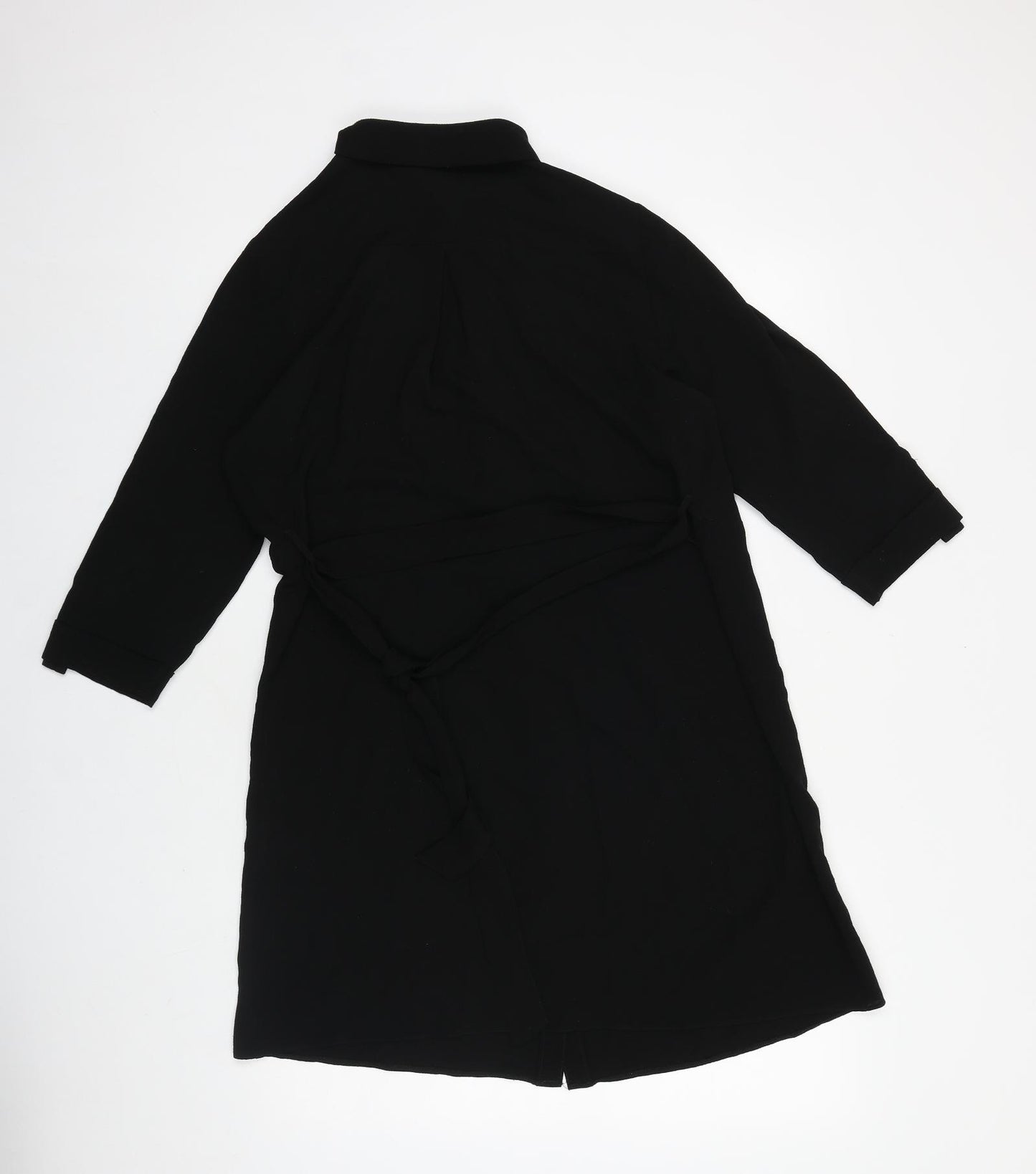 Papaya Womens Black Polyester Shirt Dress Size 12 Collared Button