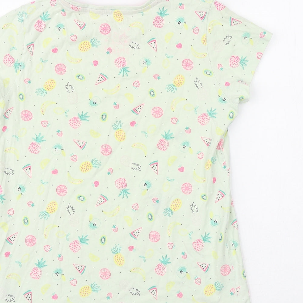 TU Girls Green Geometric 100% Cotton Basic T-Shirt Size 11-12 Years Round Neck Pullover