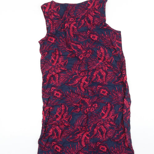 NEXT Womens Blue Floral 100% Cotton Shift Size 8 Boat Neck Pullover