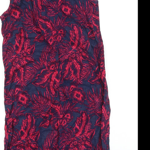 NEXT Womens Blue Floral 100% Cotton Shift Size 8 Boat Neck Pullover
