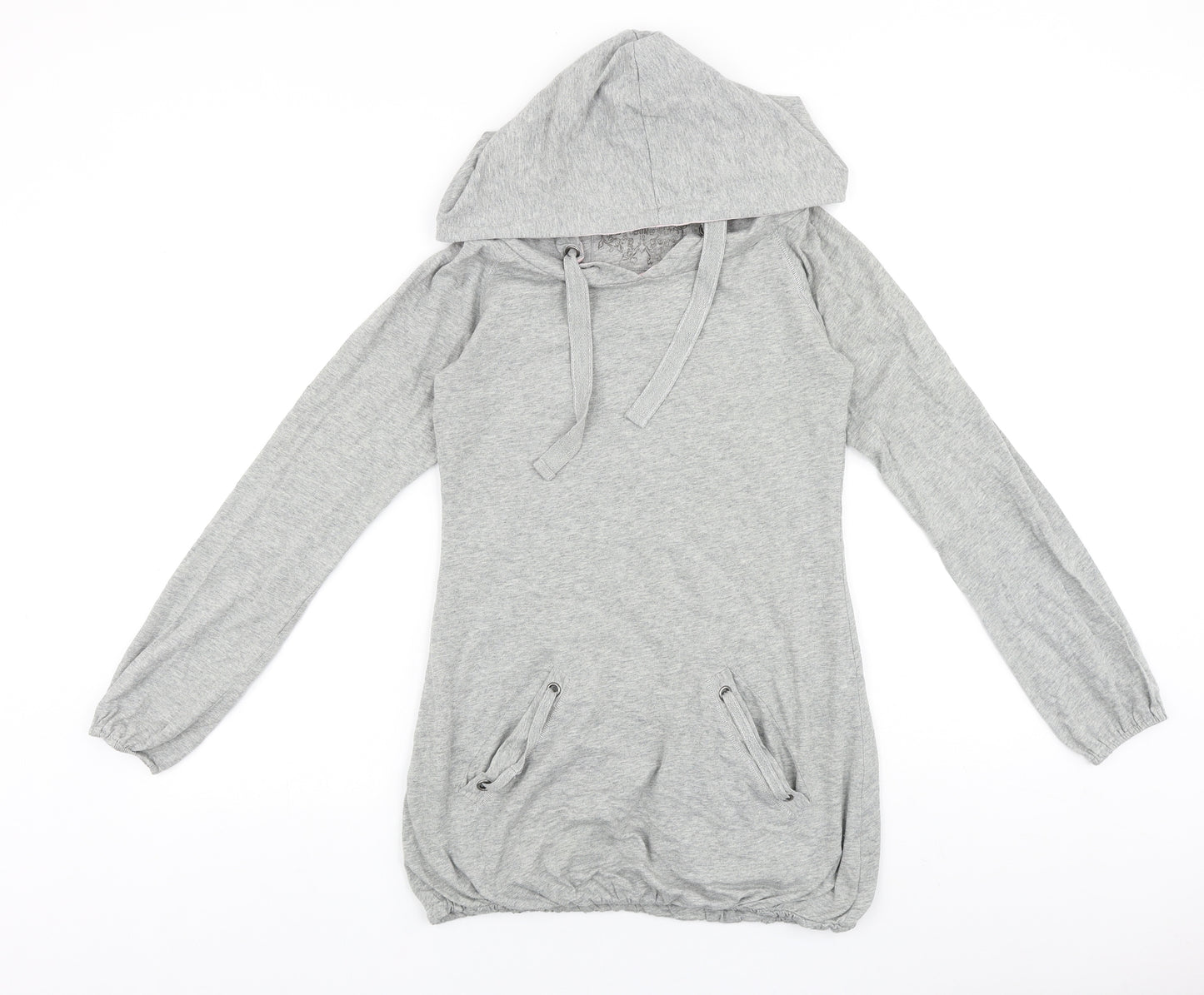 Denim & Co. Womens Grey Cotton Pullover Hoodie Size 10 Pullover
