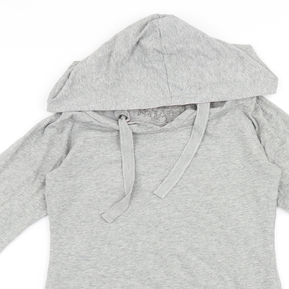 Denim & Co. Womens Grey Cotton Pullover Hoodie Size 10 Pullover