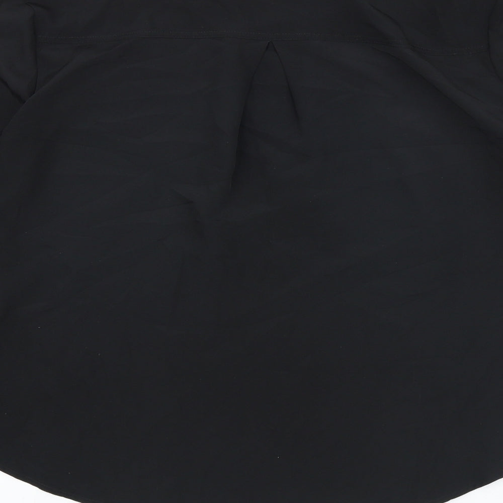 Marks and Spencer Womens Black Colourblock Polyester Basic Button-Up Size 8 Collared
