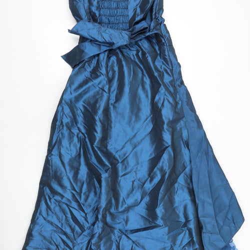 Cherlone Womens Blue Polyester Ball Gown Size 3XL Boat Neck Zip - Lace Appliqués
